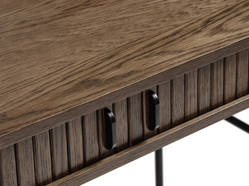 Schreibtisch Gativel 120x60 cm Lamellen in gebranntem Eichenholz