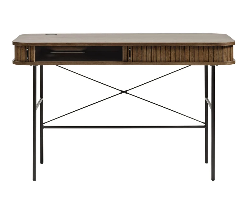 Schreibtisch Gativel 120x60 cm Lamellen in gebranntem Eichenholz