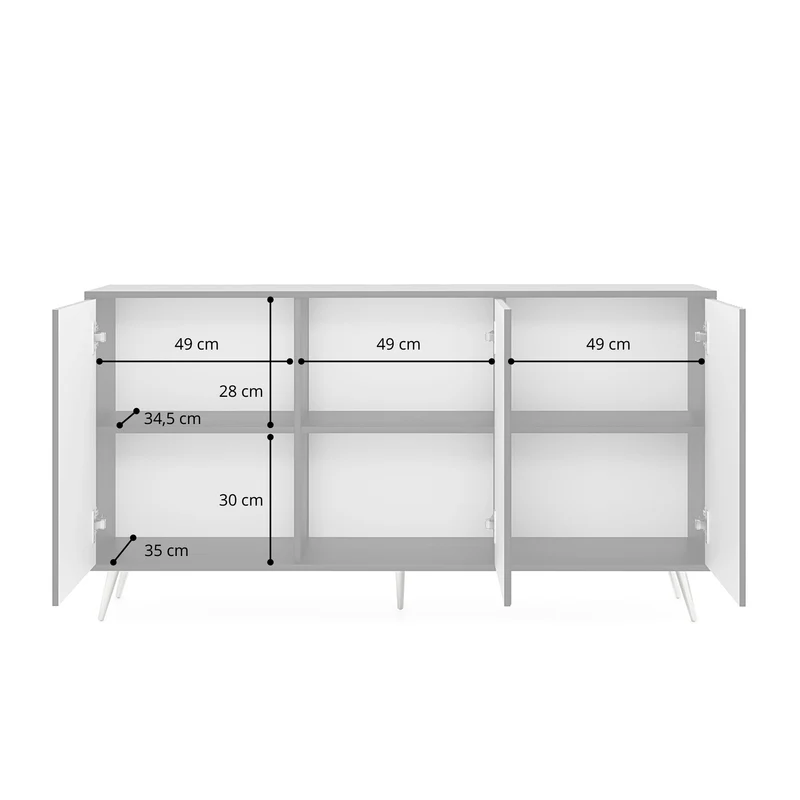 Kommode Bello mit Lamellenfronten, 154 cm, schwarz/Wotan-Eiche