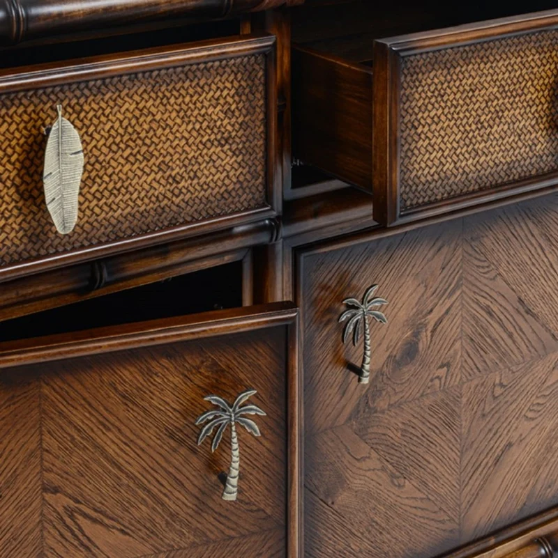 Casa Padrino Luxus Vintage Stil Sideboard Braun 180 x 50 x H. 90 cm - Massivholz Schrank mit 3 Schubladen und 3 Türen - Massivholz Möbel - Vintage Stil Möbel - Luxus Möbel