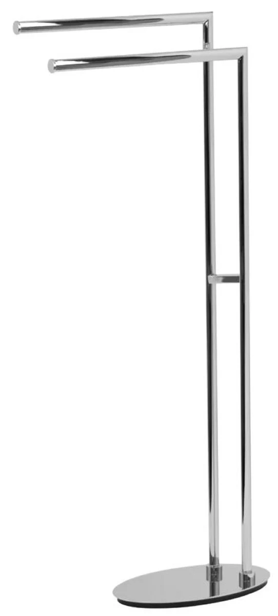 Casa Padrino Luxus Badezimmer Handtuchhalter Silber 32 x H. 87,5 cm - Freistehender Messing Handtuchhalter - Badezimmer Möbel - Hotel Möbel - Luxus Qualität - Made in Italy