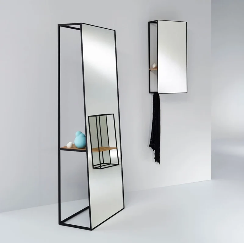 Casa Padrino Luxus Wandspiegel mit Regal 40 x 17 x H. 80 cm - Designer Spiegel