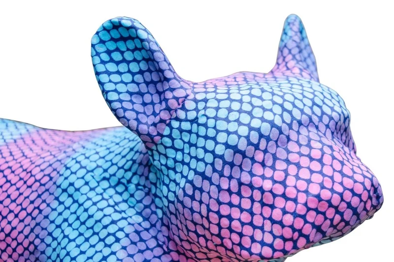 Casa Padrino Deko Bulldogge Blau / Lila 48 x 22 x H. 35 cm - Luxus Wohnzimmer Accessoires