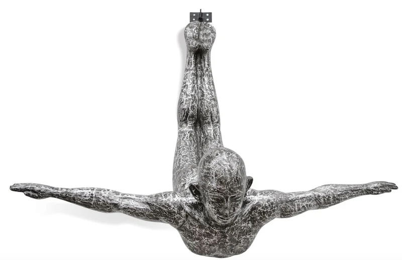 Casa Padrino Luxus Kunstspringer Skulptur Silber / Schwarz 147 x 157 x H. 80 cm - Große Turmspringer Figur