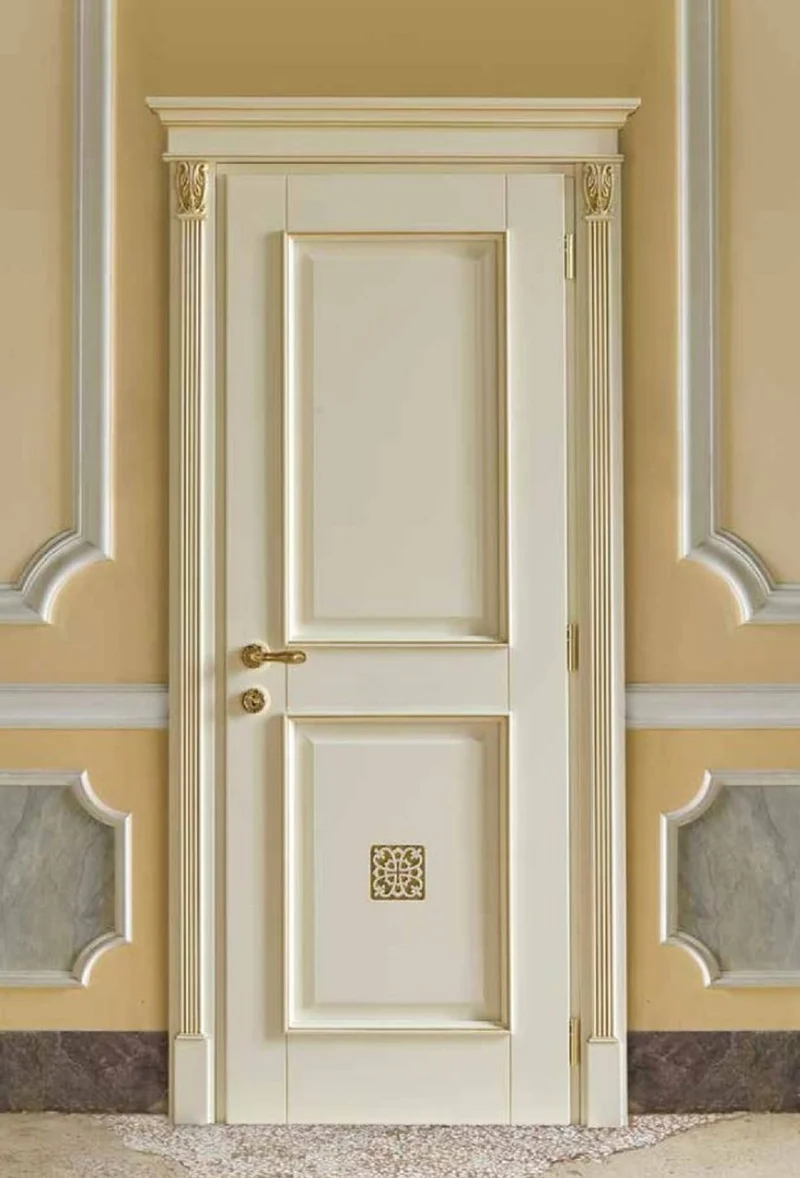 Casa Padrino Luxus Barock Wohnungstür Creme / Gold - Prunkvolle Massivholz Tür mit Rahmen - Luxus Möbel im Barockstil - Hotel Möbel - Barock Möbel - Made in Italy - Luxus Qualität