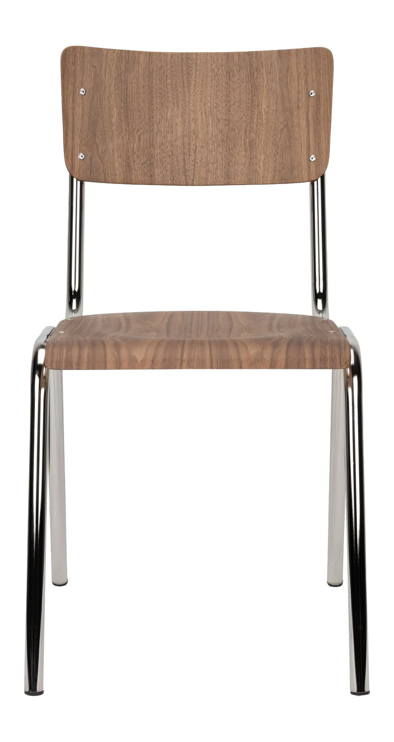 Esszimmerstuhl Back to School im 4er-Set, Walnut/Chrome von Zuiver
