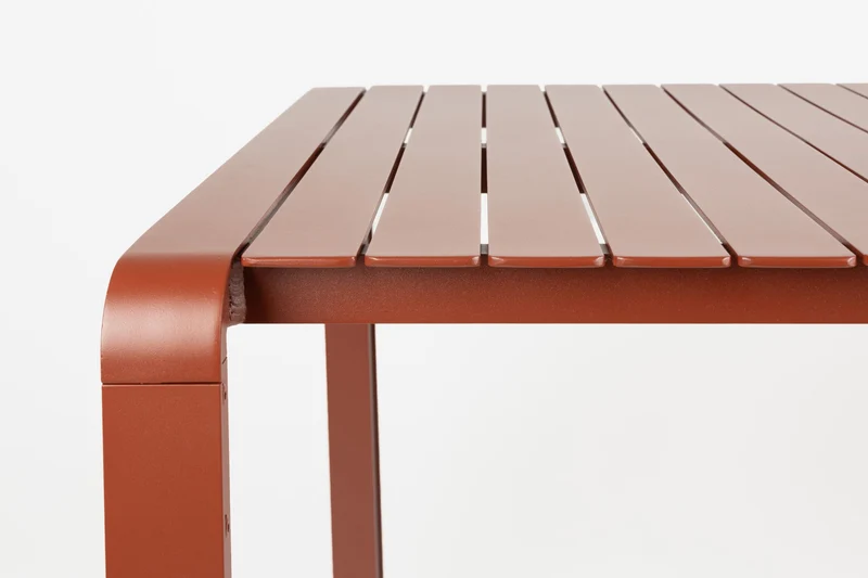 Gartenmöbel-Set Vondel: Esstisch mit 6 Stühlen aus Aluminium in Rot