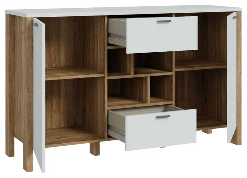 Sideboard SAITAMA mit offenem Regal Dekor Secret Grey / Mauvella Eiche