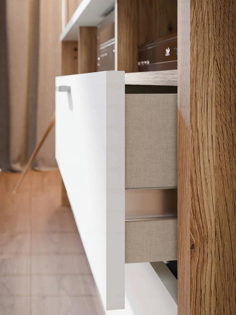 Sideboard SAITAMA mit offenem Regal Dekor Secret Grey / Mauvella Eiche