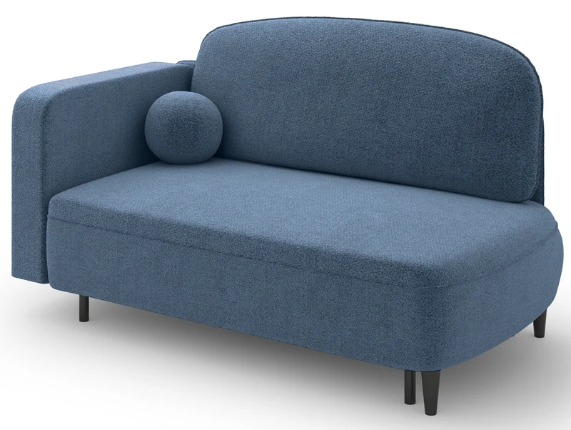 Rechtsseitiges ausklappbares Pinkio-Sofa mit Stauraum, blaues Chenille