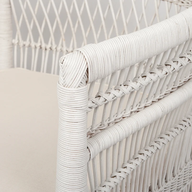 Rattan-Sessel MALAWI Weiß inkl. Sitzkissen