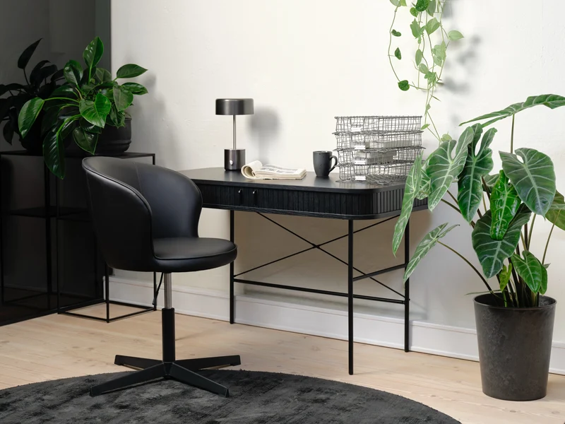 Schreibtisch Gativel 120x60 cm Lamellen Eiche Schwarz