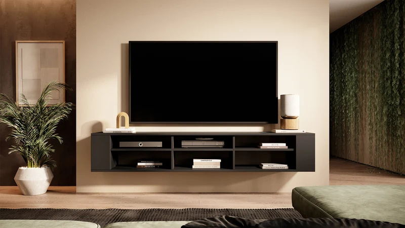 TV-Schrank Wall 175 cm Schwarz