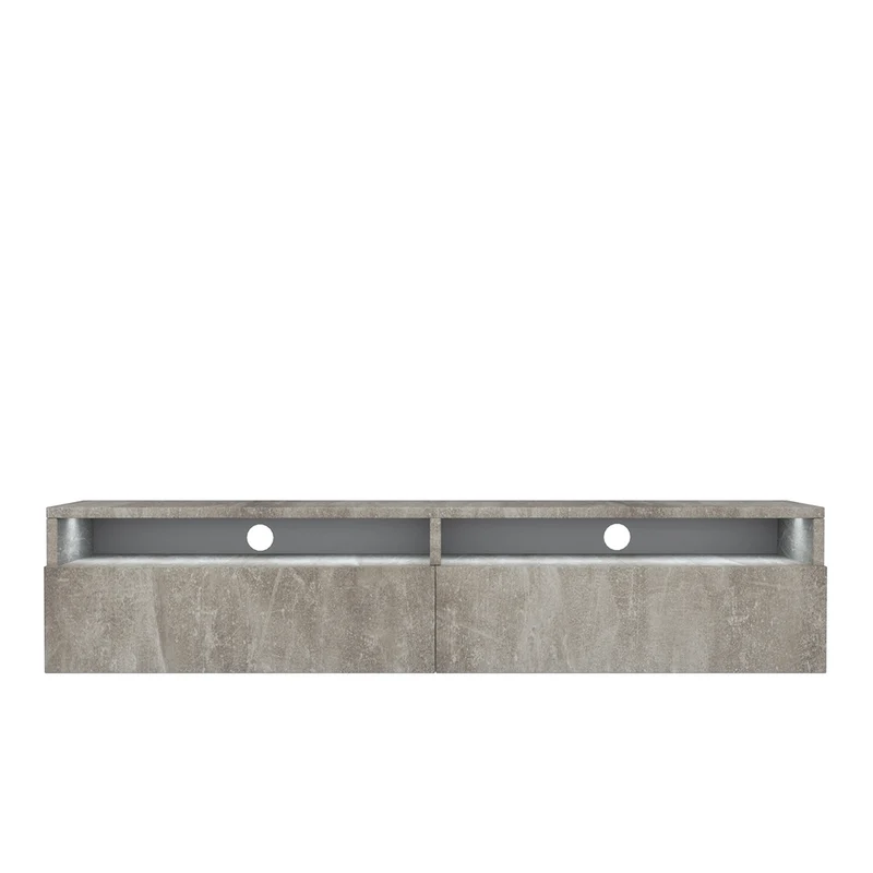 TV-Schrank mit zwei Schubladen Rednaw 140 cm Beton mit Beleuchtung