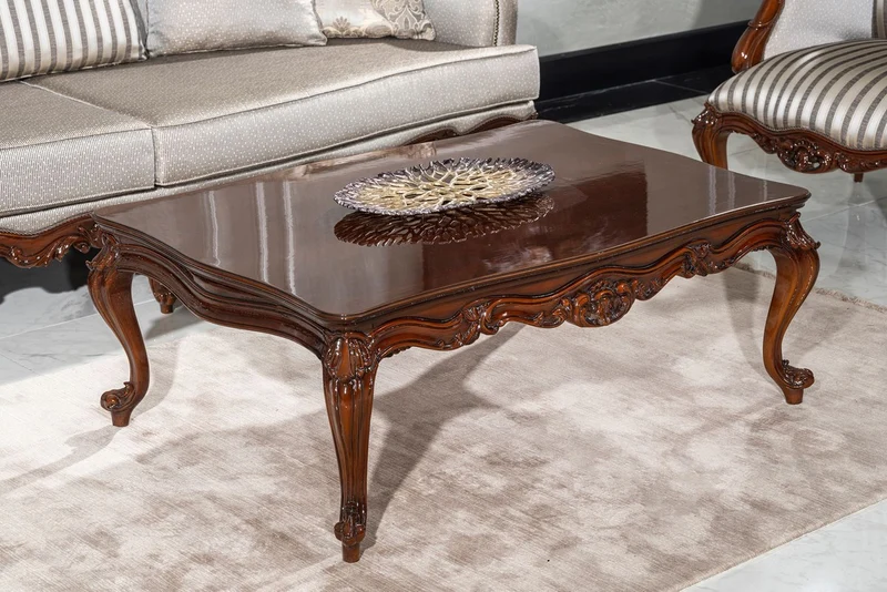 Casa Padrino Luxus Barock Couchtisch Braun - Handgefertigter Massivholz Wohnzimmertisch im Barockstil - Wohnzimmer Möbel im Barockstil - Barock Möbel - Edel & Prunkvoll