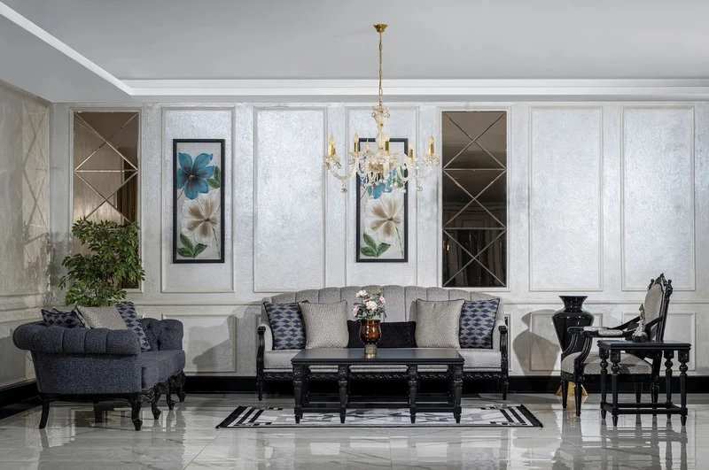 Casa Padrino Luxus Barock Wohnzimmer Sessel Silber / Schwarz - Handgefertigter Barockstil Sessel mit dekorativem Kissen - Luxus Wohnzimmer Möbel im Barockstil - Barock Möbel - Edel & Prunkvoll