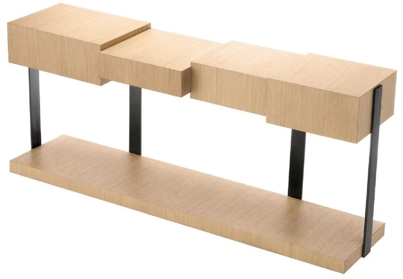 Casa Padrino Luxus Designer Konsole Naturfarben / Bronze 180 x 42,5 x H. 76,5 cm - Rechteckiger Konsolentisch - Wohnzimmer Möbel - Luxus Möbel - Designer Möbel