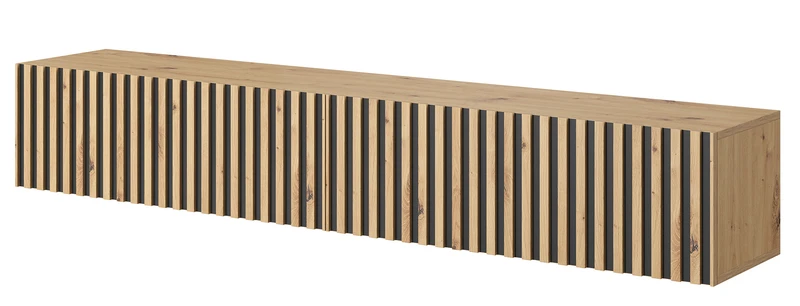 TV-Schrank Telire 175 cm Artisan-Eiche Lamellen mit schwarzen Einsätzen