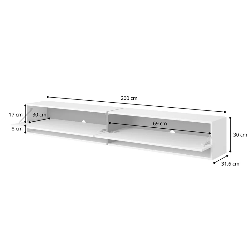 TV-Schrank Mirrgo 200 cm Artisan Eiche mit grafitfarbenen Einsätzen