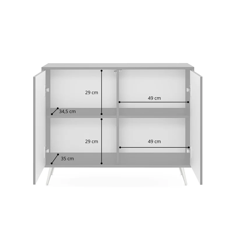 Kommode Bello mit Lamellenfronten 104 cm schwarz mit goldenen Beinen