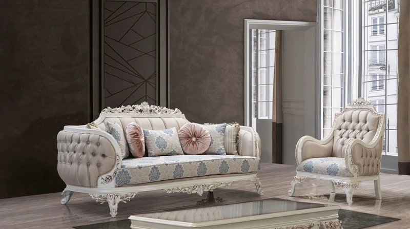 Casa Padrino Luxus Barock Sofa Mehrfarbig / Creamweiß / Kupfer - Barockstil Wohnzimmer Sofa mit elegantem Muster - Luxus Wohnzimmer Möbel im Barockstil - Barock Einrichtung - Barock Möbel