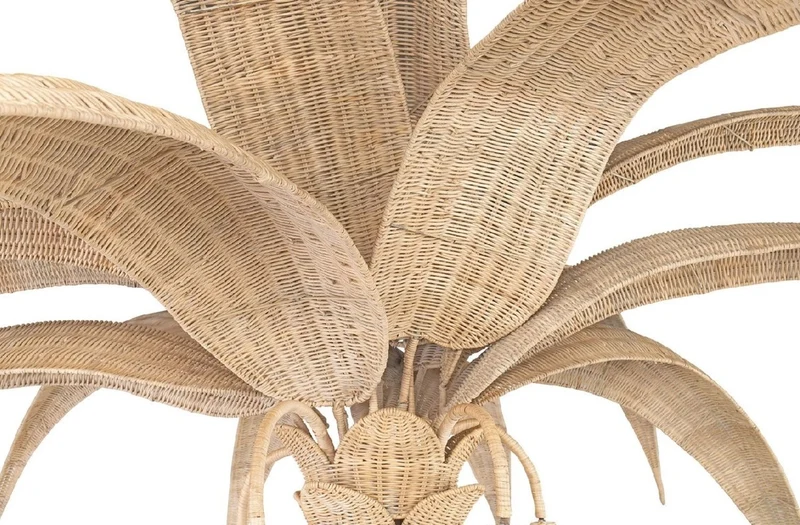 Casa Padrino Luxus Stehleuchte Palme Naturfarben Ø 260 x H. 280 cm - Rattan Stehlampe im Palmen Design - Wohnzimmer Stehleuchte - Luxus Leuchten - Luxus Stehleuchten