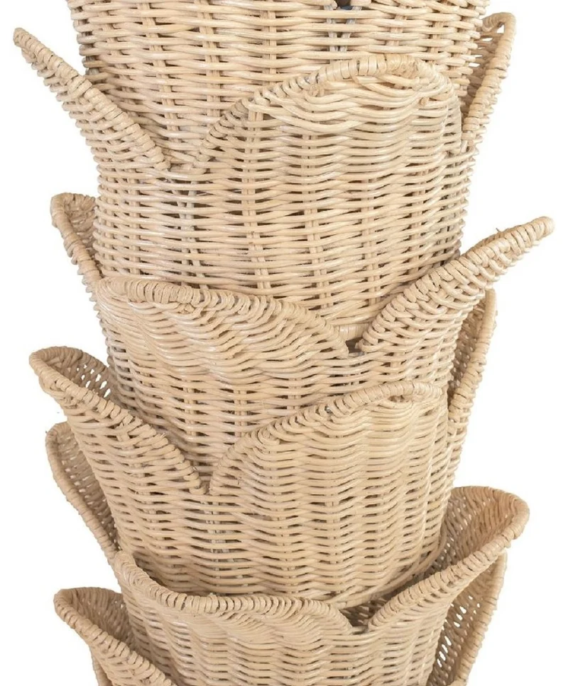 Casa Padrino Luxus Stehleuchte Palme Naturfarben Ø 260 x H. 280 cm - Rattan Stehlampe im Palmen Design - Wohnzimmer Stehleuchte - Luxus Leuchten - Luxus Stehleuchten
