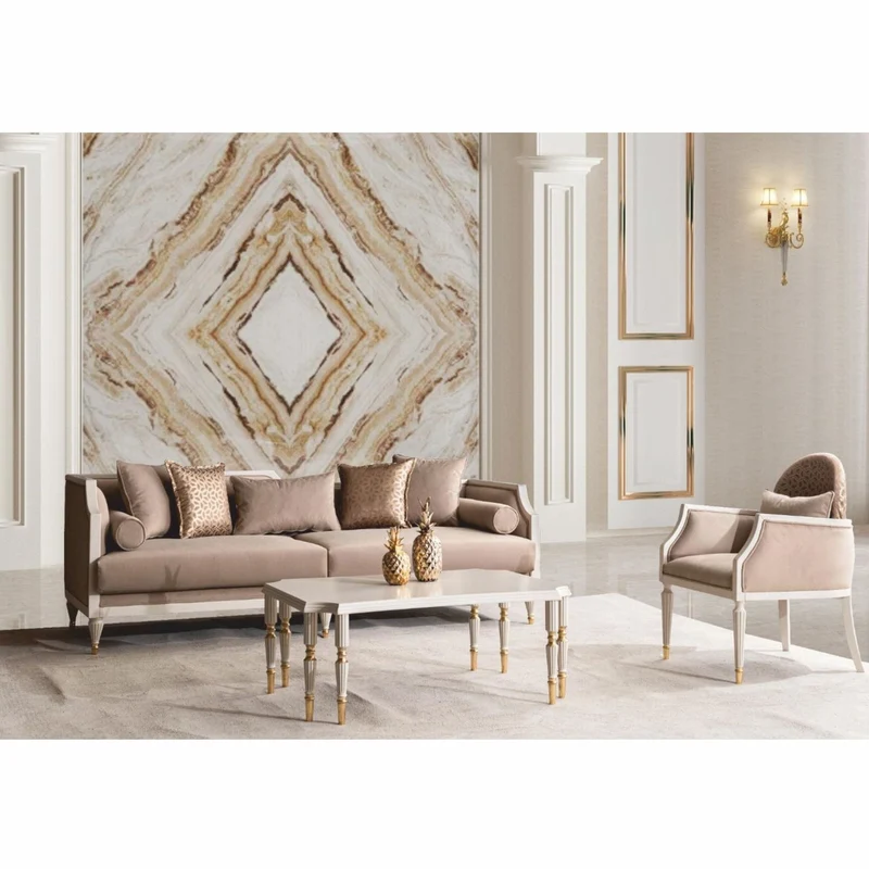Casa Padrino Luxus Barock Sofa Braun / Creme / Gold 235 cm - Barockstil Möbel