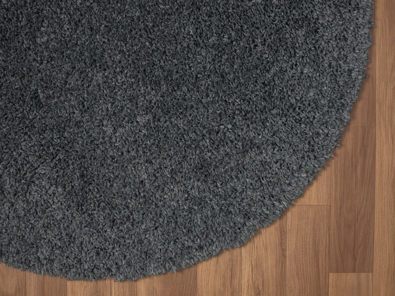 Hochflor Teppich SHAGGY dunkelgrau rund diverse Größen
