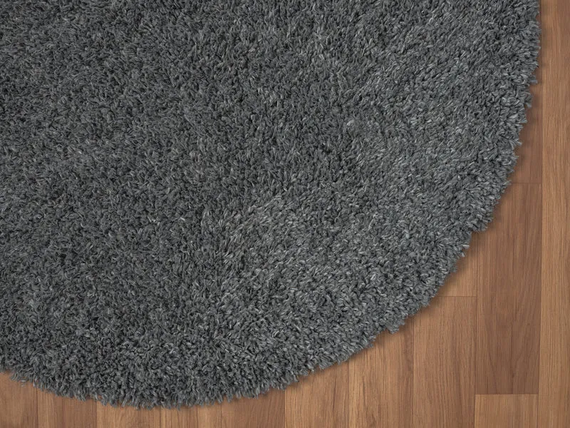 Hochflor Teppich SHAGGY grau rund diverse Größen