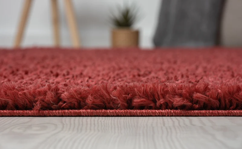 Hochflor Teppich SHAGGY weinrot rechteckig diverse Größen