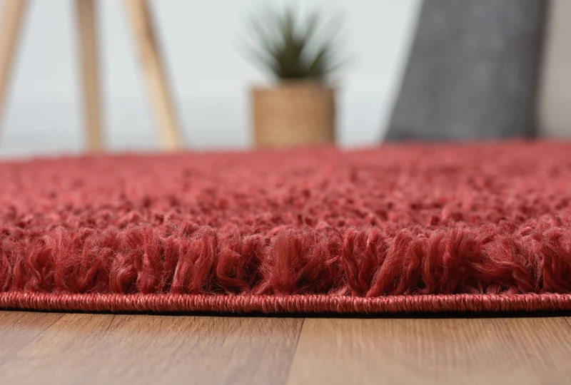 Hochflor Teppich SHAGGY weinrot rund diverse Größen