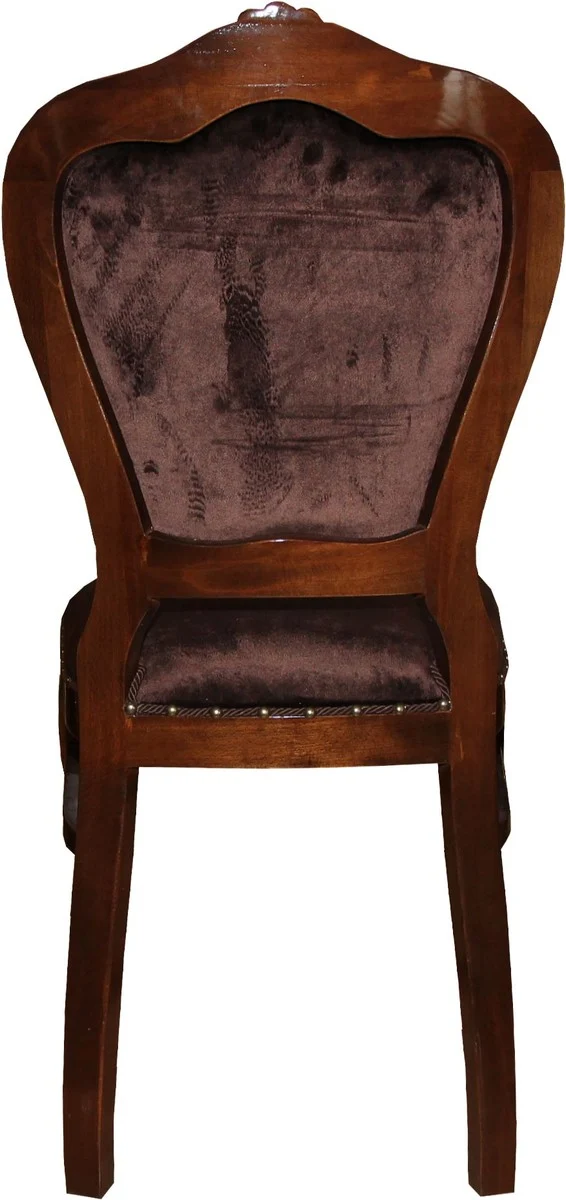 Casa Padrino Barock Luxus Esszimmer Stuhl Braun/Braun - Damen Schminktisch Stuhl - Limited Edition