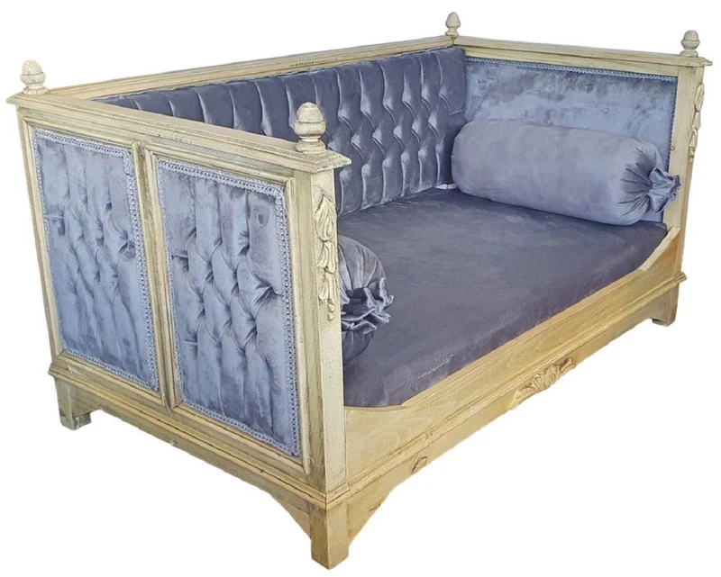 Casa Padrino Barock Hundebett Grau / Creme - Prunkvolles Antik Stil Hundebett - Handgefertigte Hunde Möbel im Barockstil - Barock Tiermöbel - Antik Stil Tiermöbel
