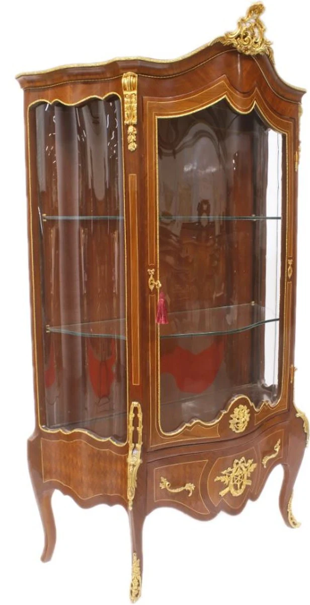 Casa Padrino Barock Vitrine 107 x 56 x H. 197 cm - Barock Möbel - Vitrinenschrank - Wohnzimmerschrank