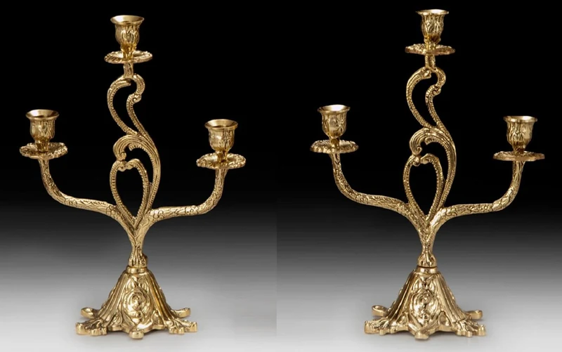 Casa Padrino Luxus Barock Kerzenhalter Set Gold 26 x H. 36 cm - Handgefertigte Barockstil Bronze Kerzenständer - Barock Deko Accessoires - Barock Interior - Barock Möbel - Edel & Prunkvoll