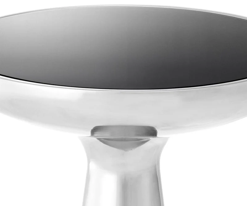 Casa Padrino Luxus Beistelltisch Silber / Schwarz Ø 50 x H. 60 cm - Runder Edelstahl Tisch mit Glasplatte