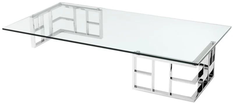 Casa Padrino Luxus Couchtisch / Wohnzimmertisch Silber 180 x 90 x H. 32,2 cm - Luxus Kollektion