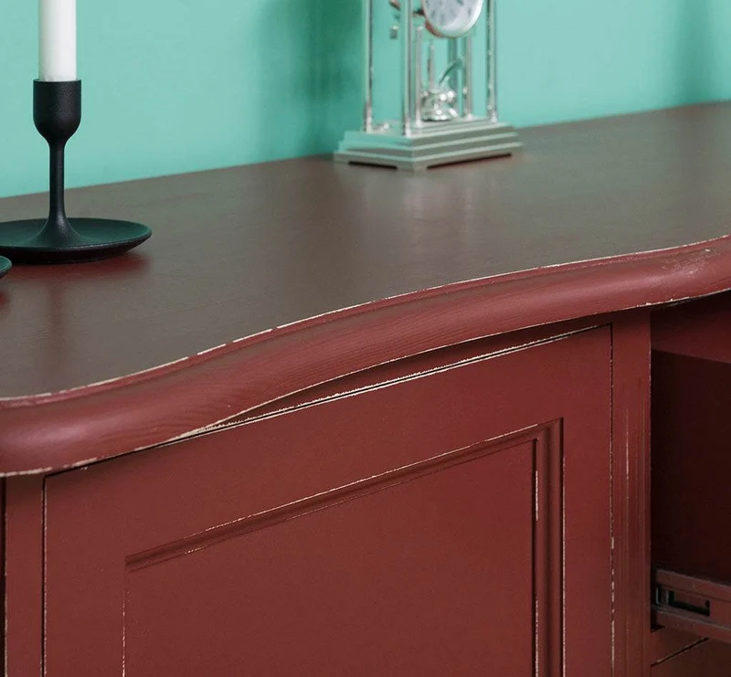 Vintage Sideboard aus Massivholz mit 2 Türen und 3 Schubladen | Kommode mit geschwungenen Füßen | Barock