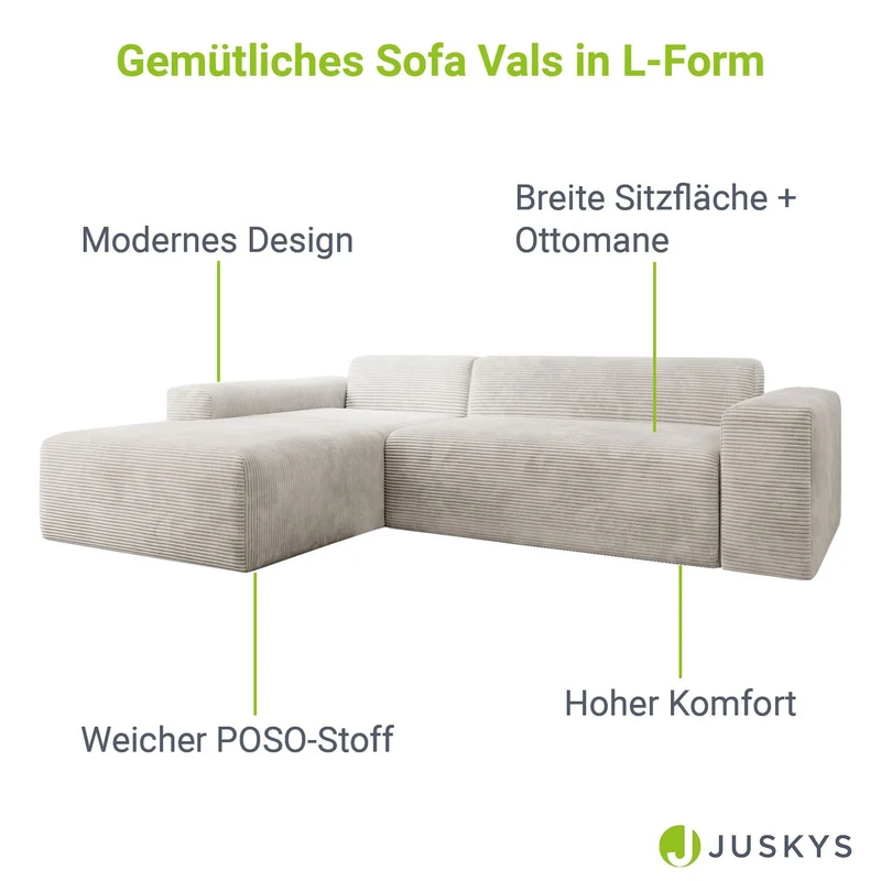 Sofa in L-Form Vals