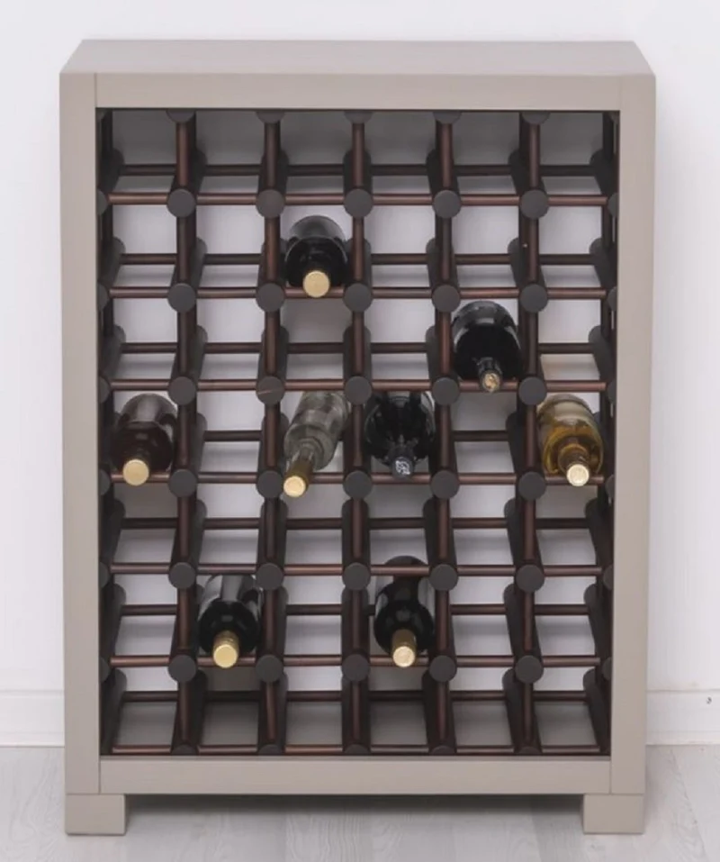 Casa Padrino Landhausstil Massivholz Weinschrank Grau / Dunkelbraun / Schwarz 68 x 35 x H. 68 cm - Massivholz Weinregal im Landhausstil - Massivholz Bar Möbel - Landhausstil Bar Möbel