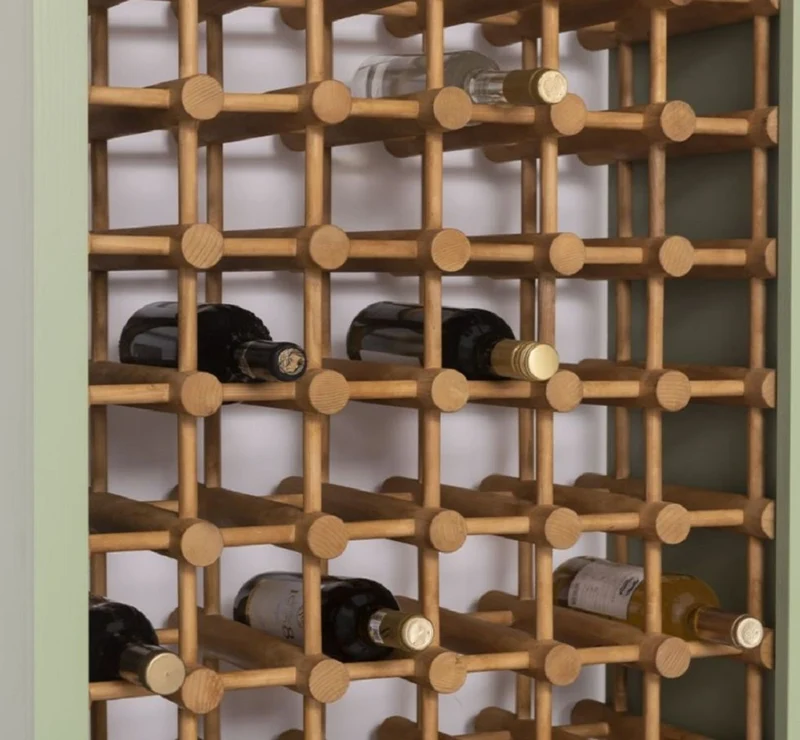 Casa Padrino Landhausstil Massivholz Weinschrank Grün / Naturfarben 68 x 35 x H. 200 cm - Massivholz Weinregal im Landhausstil - Massivholz Bar Möbel - Landhausstil Bar Möbel
