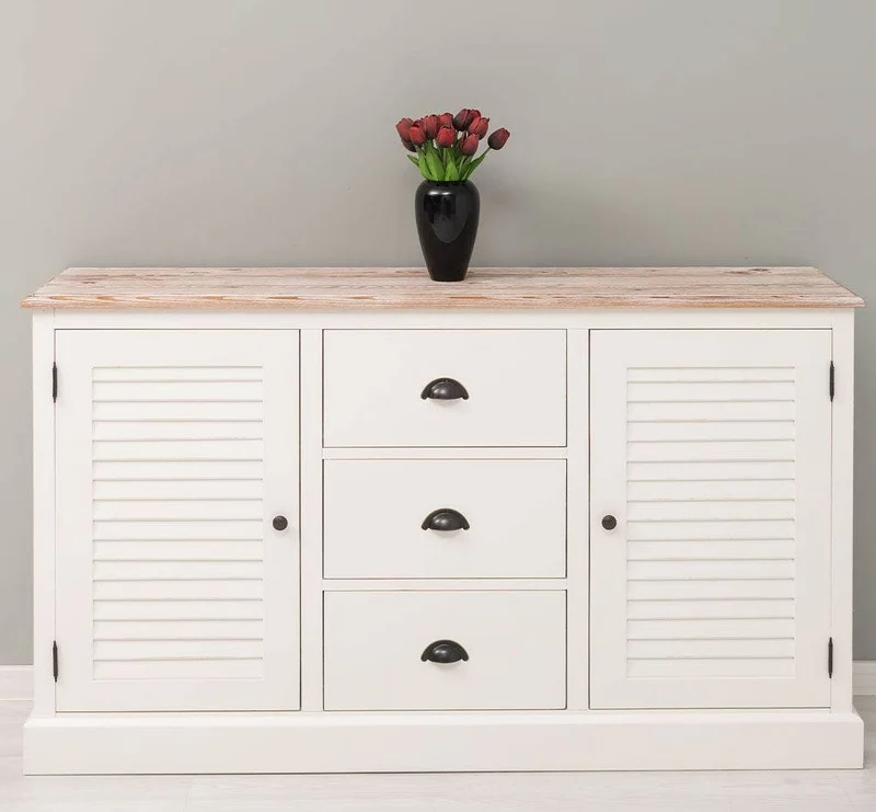 Kommode mit Lamellentüren | Sideboard aus Massivholz