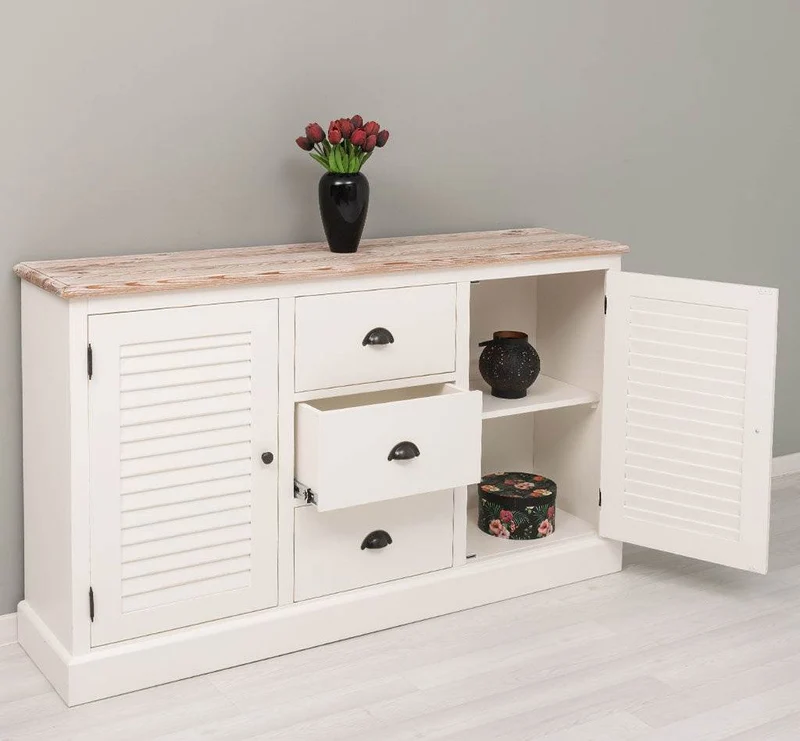 Kommode mit Lamellentüren | Sideboard aus Massivholz