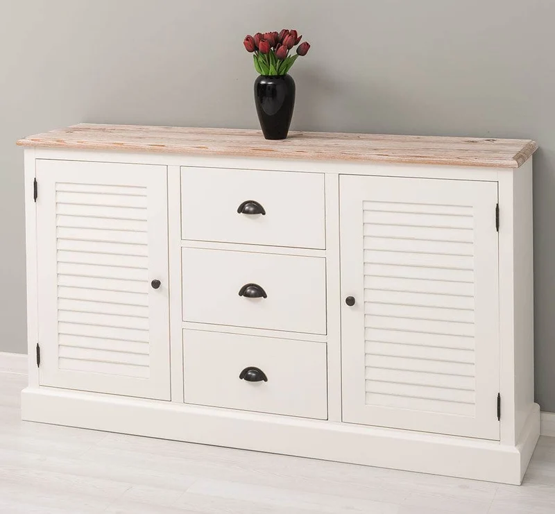 Kommode mit Lamellentüren | Sideboard aus Massivholz