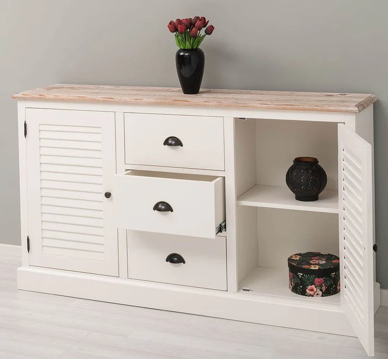 Kommode mit Lamellentüren | Sideboard aus Massivholz