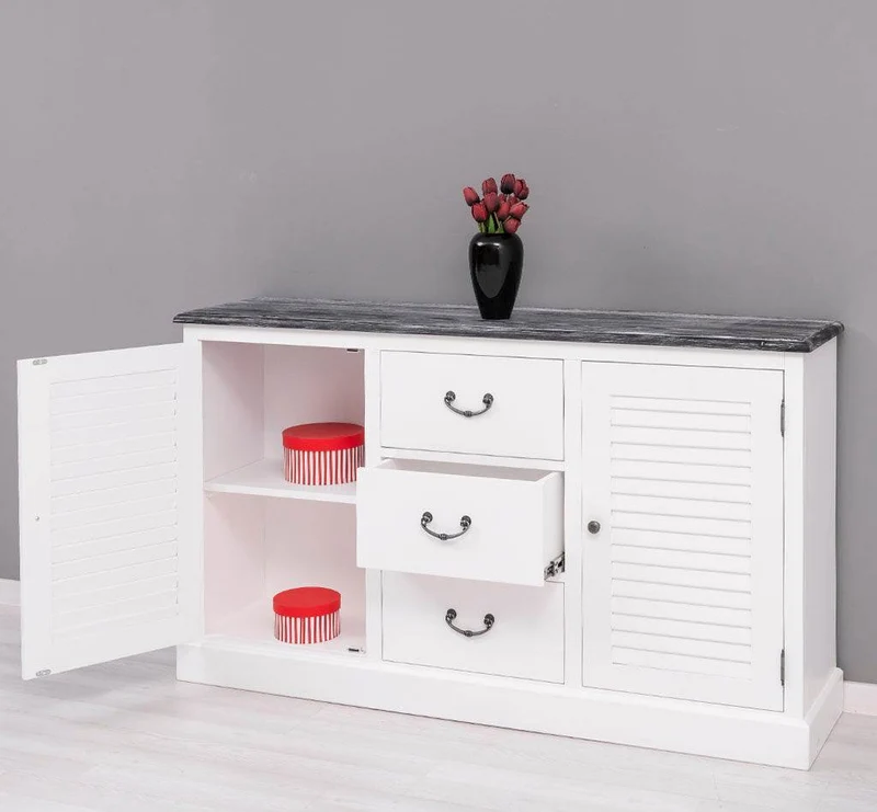 Kommode mit Lamellentüren | Sideboard aus Massivholz
