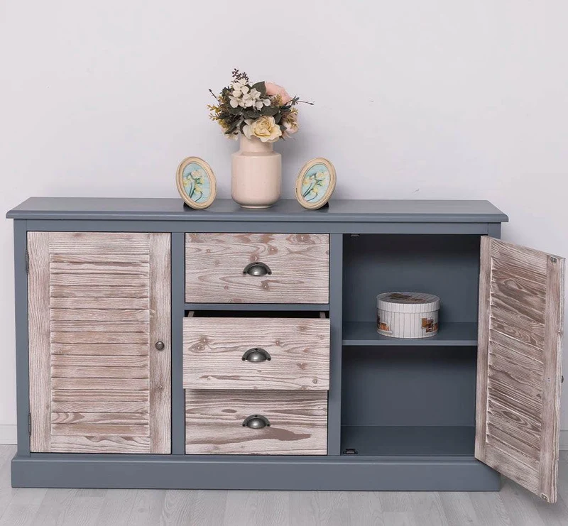 Kommode mit Lamellentüren | Sideboard aus Massivholz