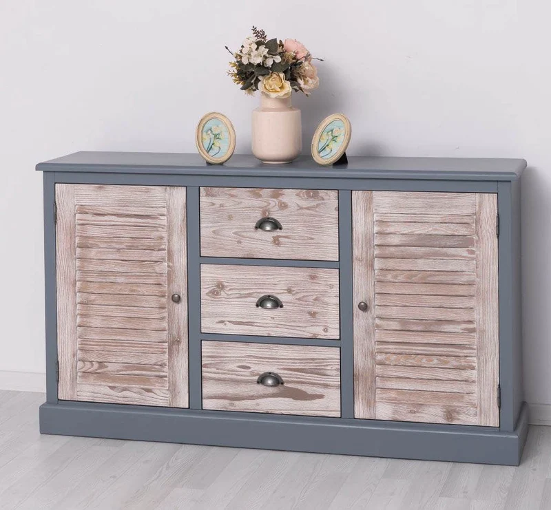 Kommode mit Lamellentüren | Sideboard aus Massivholz