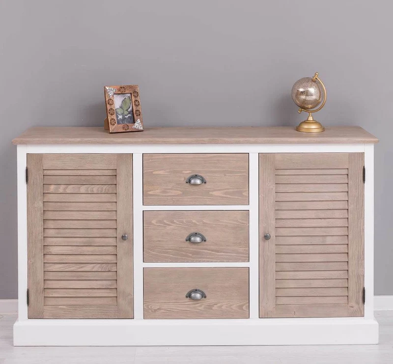 Kommode mit Lamellentüren | Sideboard aus Massivholz